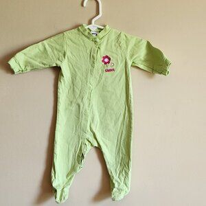 Gerber Baby Girl 0-3 Month Green Sweet Flower Footed Sleep N Play Outfit.